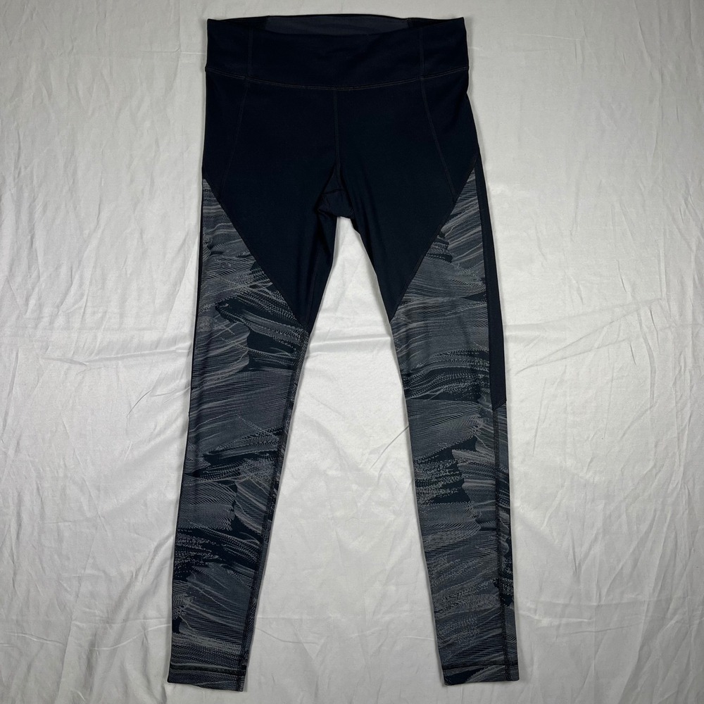 Under Armour Leggings Womens Medium Black Grey Graphic HeatGear Tights